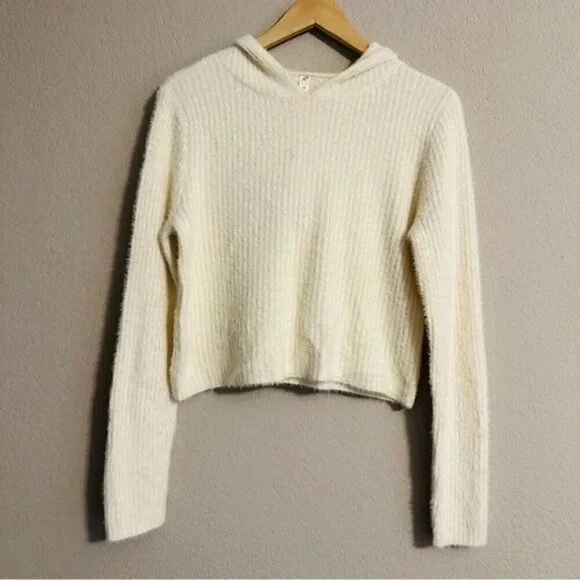 Fornia los angeles crop ivory hoodie sweatshirt size small - Picture 3 of 13